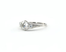 Load image into Gallery viewer, Antique Platinum Engagement Ring Set With Old European cut Diamonds