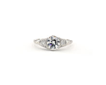 Load image into Gallery viewer, Antique Platinum Engagement Ring Set With Old European cut Diamonds