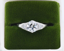 Load image into Gallery viewer, Antique Platinum Engagement Ring Set With Old European cut Diamonds