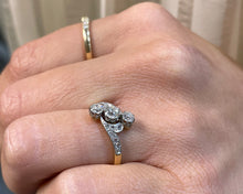 Load image into Gallery viewer, Antique Platinum and 14K Yellow Gold Ring Set With Old European And Rose Cut Diamonds