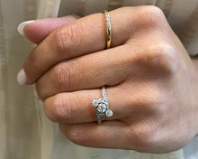 Load image into Gallery viewer, Antique Platinum and 14K Yellow Gold Ring Set With Old European And Rose Cut Diamonds