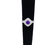 Load image into Gallery viewer, Amethyst and Diamond Halo Ring