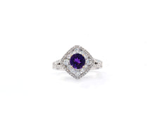 Load image into Gallery viewer, Amethyst and Diamond Halo Ring