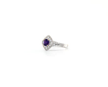 Load image into Gallery viewer, Amethyst and Diamond Halo Ring
