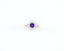 Load image into Gallery viewer, Amethyst and Diamond Halo Cocktail Ring