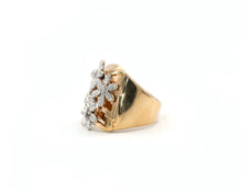 Load image into Gallery viewer, Estate 14K Yellow Gold Signed Sonia B Diamond Flowers Ring.