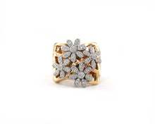 Load image into Gallery viewer, Estate 14K Yellow Gold Signed Sonia B Diamond Flowers Ring