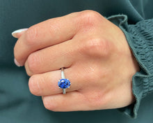 Load image into Gallery viewer, Platinum Sapphire and Diamond Ring