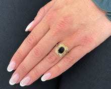 Load image into Gallery viewer, Vintage Signed ESEMCO 10K Yellow Gold Flip Ring With Onyx And Cameo