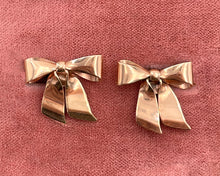 Load image into Gallery viewer, Vintage 14K Rose Gold Bow Earrings