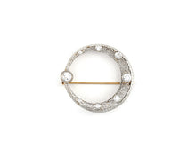 Load image into Gallery viewer, Vintage 14K Yellow Gold, Platinum And Diamond Circle Brooch