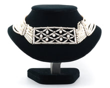 Load image into Gallery viewer, Vintage 18K White Gold Pearl and Diamond Choker Necklace