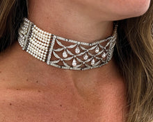Load image into Gallery viewer, Vintage 18K White Gold Pearl and Diamond Choker Necklace
