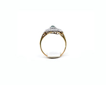 Load image into Gallery viewer, Vintage 18K Yellow Gold Ring With Platinum Top Set With Genuine Emerald and Diamonds.