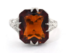 Load image into Gallery viewer, Vintage 18K white gold and Madeira citrine ring.