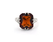 Load image into Gallery viewer, Vintage 18K white gold and Madeira citrine ring.