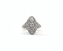 Load image into Gallery viewer, Vintage Platinum Ring Set With Old European, Old Mine, And Round Brilliant cut Diamonds.