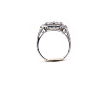 Load image into Gallery viewer, Vintage Platinum, Diamond, and Created Sapphire Cocktail Ring