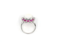 Load image into Gallery viewer, Vintage Platinum, Opal, Diamond, and Created Ruby Ring