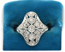 Load image into Gallery viewer, Vintage Signed Hartdegen Platinum Filigree and Diamond Ring