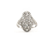 Load image into Gallery viewer, Vintage Signed Hartdegen Platinum Filigree and Diamond Ring