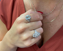 Load image into Gallery viewer, Vintage filigree 14K white gold and aquamarine ring