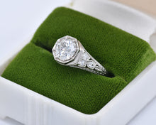 Load image into Gallery viewer, Vintage platinum and diamond engagement ring.