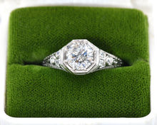 Load image into Gallery viewer, Vintage platinum and diamond engagement ring.