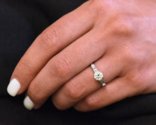 Load image into Gallery viewer, Vintage platinum and diamonds engagement ring.