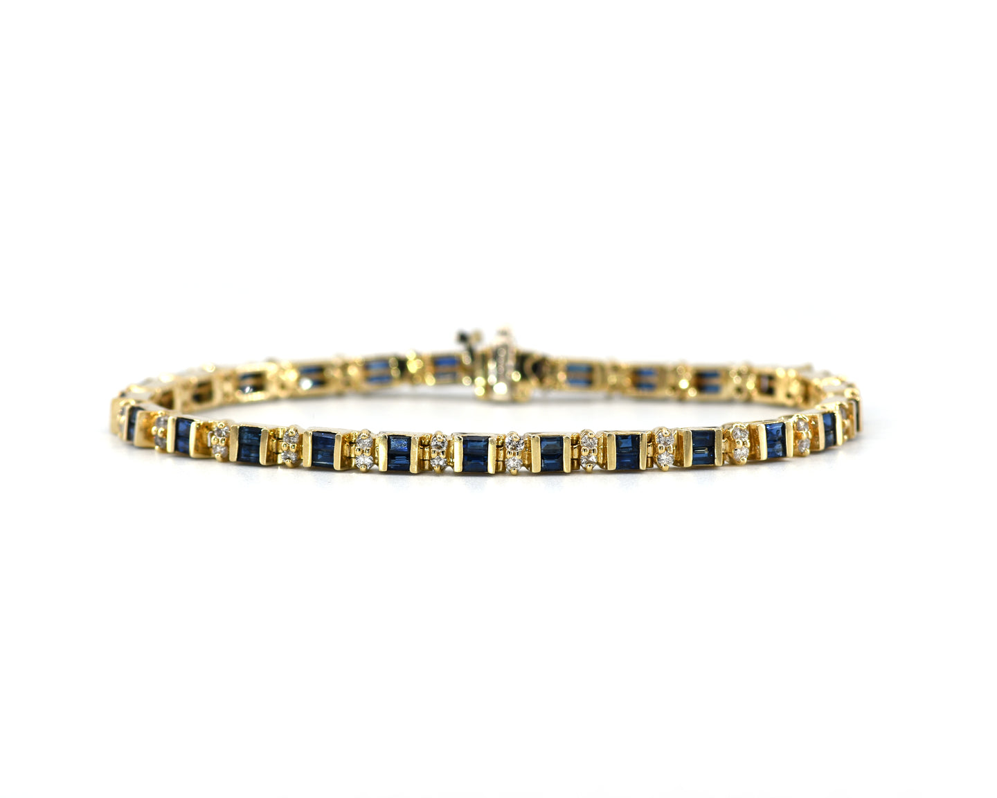 Yellow Gold Channel Set Sapphire And Diamond Bracelet
