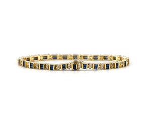 Yellow Gold Channel Set Sapphire And Diamond Bracelet