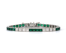 Load image into Gallery viewer, Synthetic Emerald And Diamond Line Bracelet
