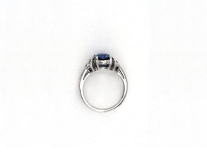 Estate 14K White Gold Sapphire and Diamond ring