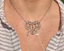 Load image into Gallery viewer, Edwardian Antique Diamond Necklace on neck.

