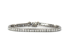Load image into Gallery viewer, Vintage Platinum Bar Set Diamond Tennis Line Bracelet
