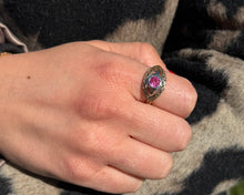 Load image into Gallery viewer, Pink Sapphire Eye Ring On a Hand.
