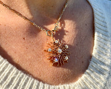 Load image into Gallery viewer, Vintage Rose Gold Sunburst Necklace with Old European cut Diamonds
