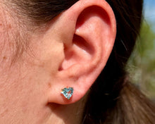 Load image into Gallery viewer, Heart-Shaped Blue Topaz Stud Earrings
