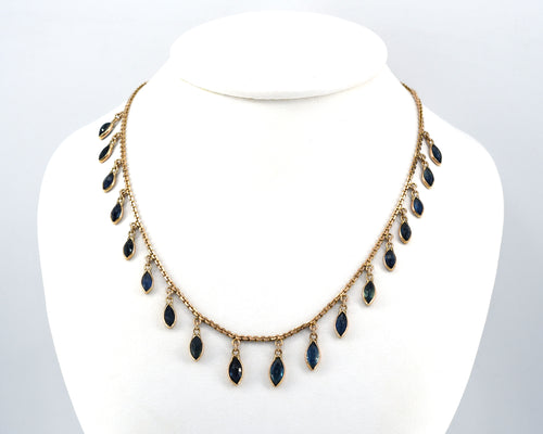 Marquise Blue Sapphire Dangler Necklace