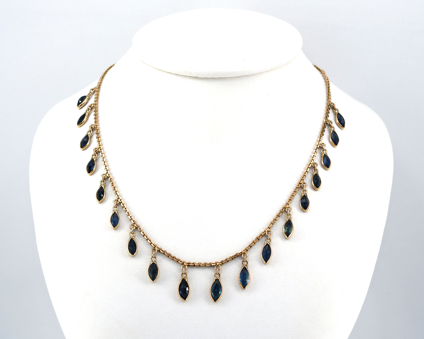 Marquise Blue Sapphire Dangler Necklace