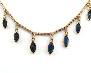 Marquise Blue Sapphire Dangler Necklace