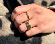 Load image into Gallery viewer, Vintage Flower Eternity Band And Engraved Thin Band on a Hand.
