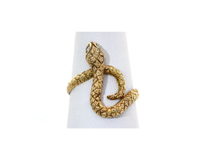 14K Yellow Gold and Diamond Snake Ring