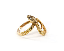 Load image into Gallery viewer, 14K Yellow Gold and Diamond Snake Ring
