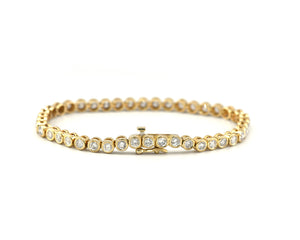 14k Yellow Gold Bezel Set 5CTW Diamond Line Bracelet