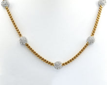 Load image into Gallery viewer, 18K Yellow and White Gold Cluster Diamond Station Necklace
