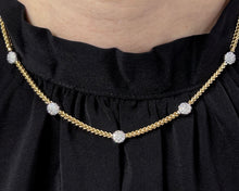 Load image into Gallery viewer, 18K Yellow and White Gold Cluster Diamond Station Necklace

