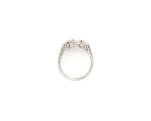 Antique 18K White Gold Emerald Cut Diamond Ring