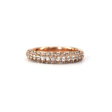 Load image into Gallery viewer, RESERVED FOR MEGAN- 10K rose gold pave set three row round white sapphire ring

