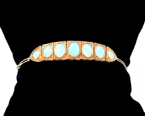 Antique 10K Yellow Gold And Opal Bracelet